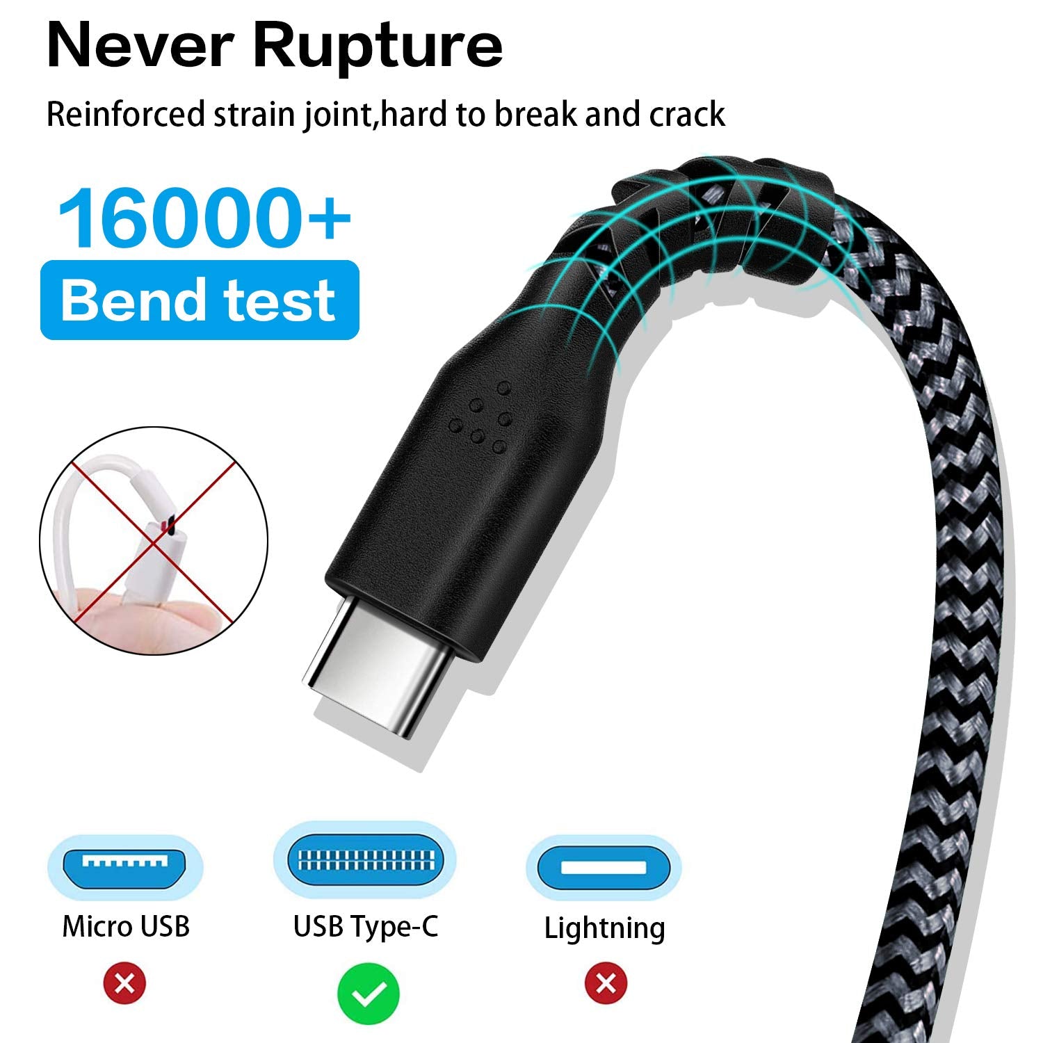 Câble de données de charge rapide USB-C tressé en nylon (1 m) Câble de données de charge rapide USB-C tressé en nylon (1 m)